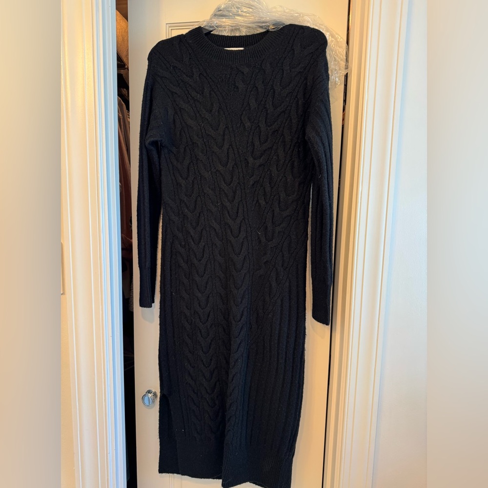 Nordstrom Black Cable Knit Sweater Dress
